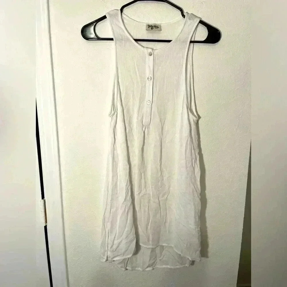 Show Me Your Mumu White Sleeveless Tank Blouse Top Womens Size Small
